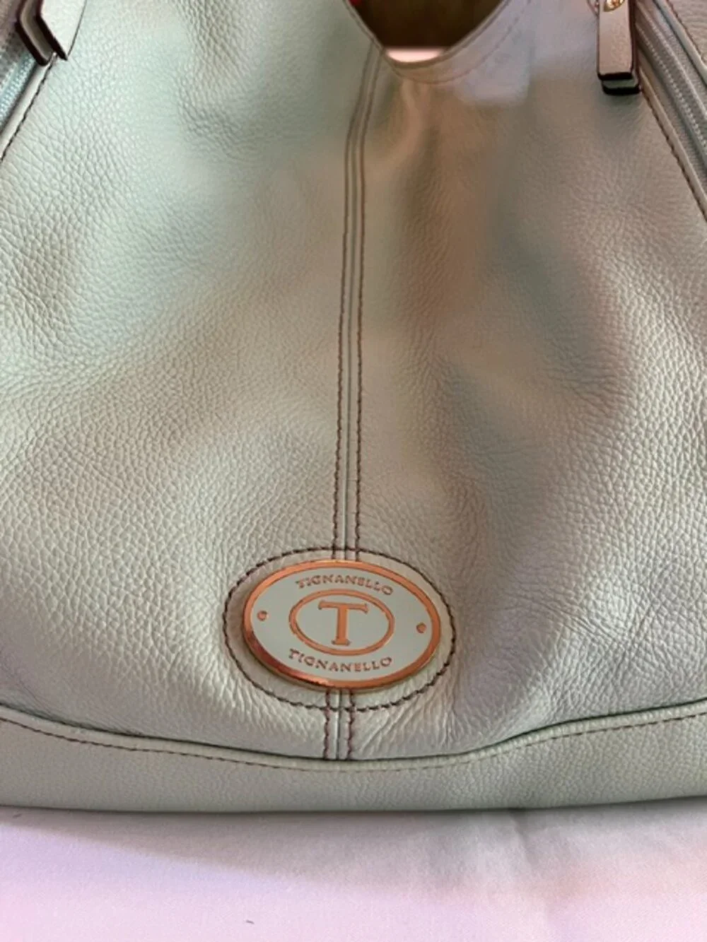 TIGNANELLO | Mint Green Pebbled Leather Handbag Purse Hobostyle
